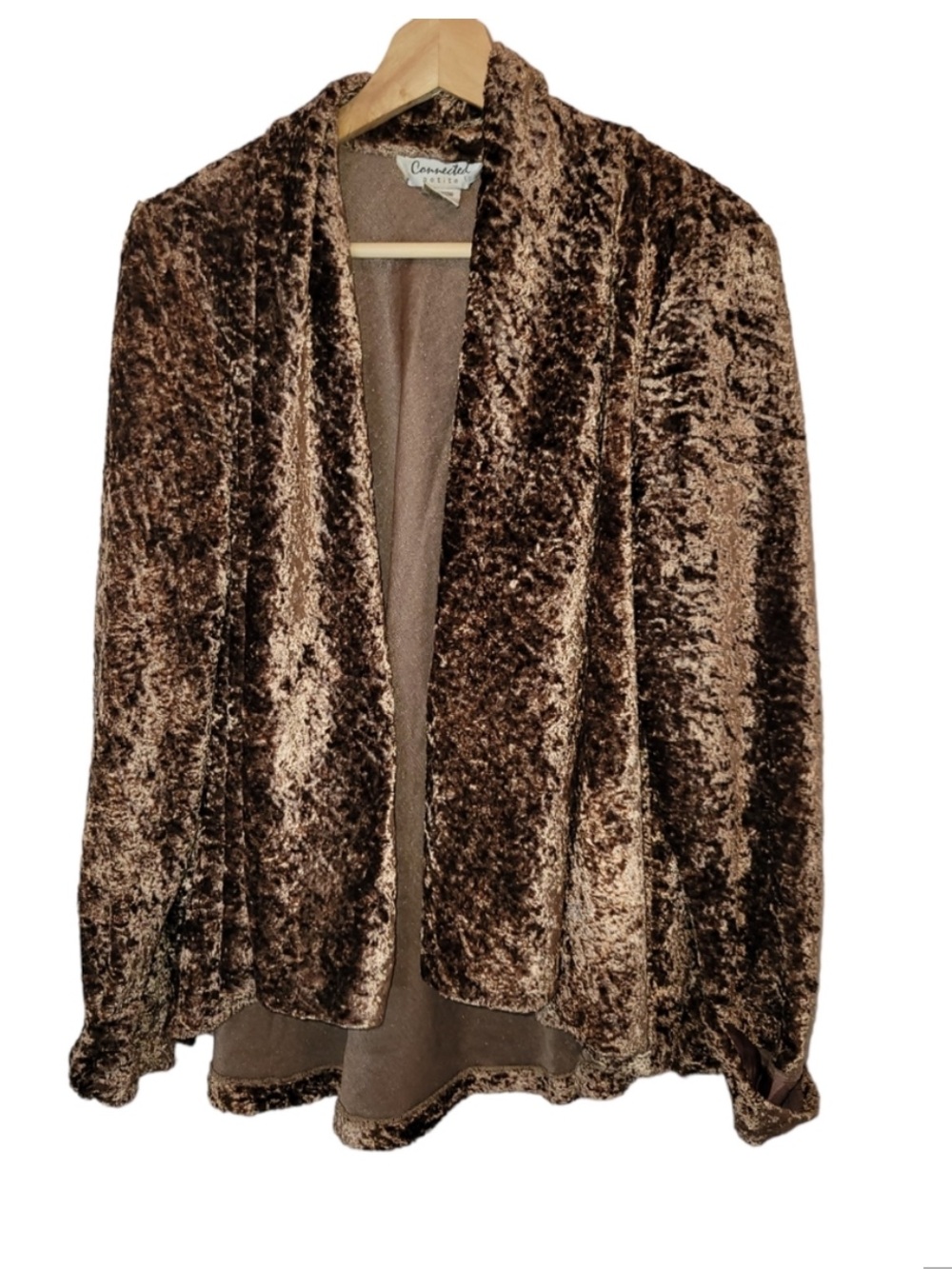Connected Apparel Plush Brown Open Draped Cardigan